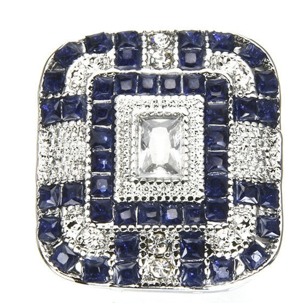 SALE Art Deco Blue Sapphire & White Topaz Ring